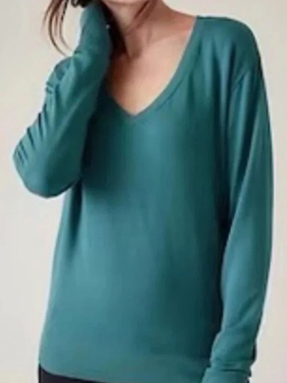 Athleta Teal V-Neck Sunrise Pullover